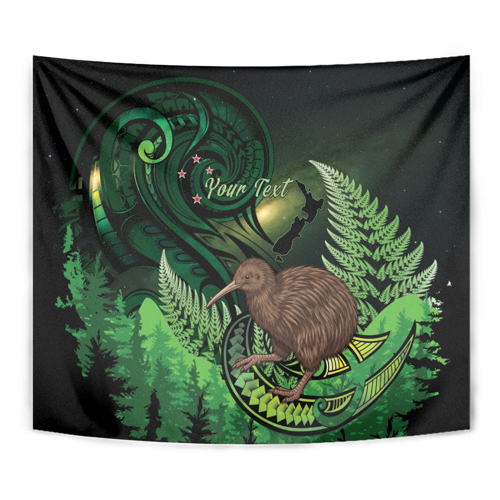 Kiwi New Zealand Personalised Tapestry Aotearoa Map Silver Fern Koru Pattern