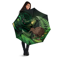 Kiwi New Zealand Personalised Umbrella Aotearoa Map Silver Fern Koru Pattern