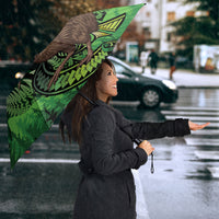 Kiwi New Zealand Personalised Umbrella Aotearoa Map Silver Fern Koru Pattern