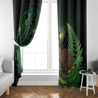 Kiwi New Zealand Personalised Window Curtain Aotearoa Map Silver Fern Koru Pattern