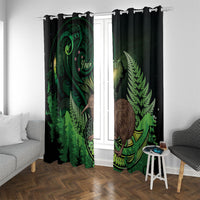 Kiwi New Zealand Personalised Window Curtain Aotearoa Map Silver Fern Koru Pattern