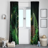 Kiwi New Zealand Personalised Window Curtain Aotearoa Map Silver Fern Koru Pattern
