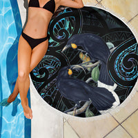 New Zealand Huia Bird Beach Blanket Paua Shell Maori Pattern LT22 - Polynesian Pride