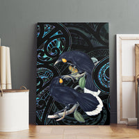 New Zealand Huia Bird Canvas Wall Art Paua Shell Maori Pattern LT22 - Polynesian Pride