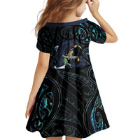 New Zealand Huia Bird Family Matching Mermaid Dress and Hawaiian Shirt Paua Shell Maori Pattern LT22 - Polynesian Pride