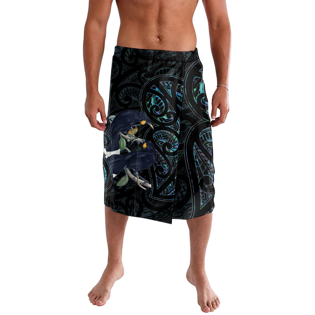 New Zealand Huia Bird Lavalava Paua Shell Maori Pattern LT22 Black - Polynesian Pride