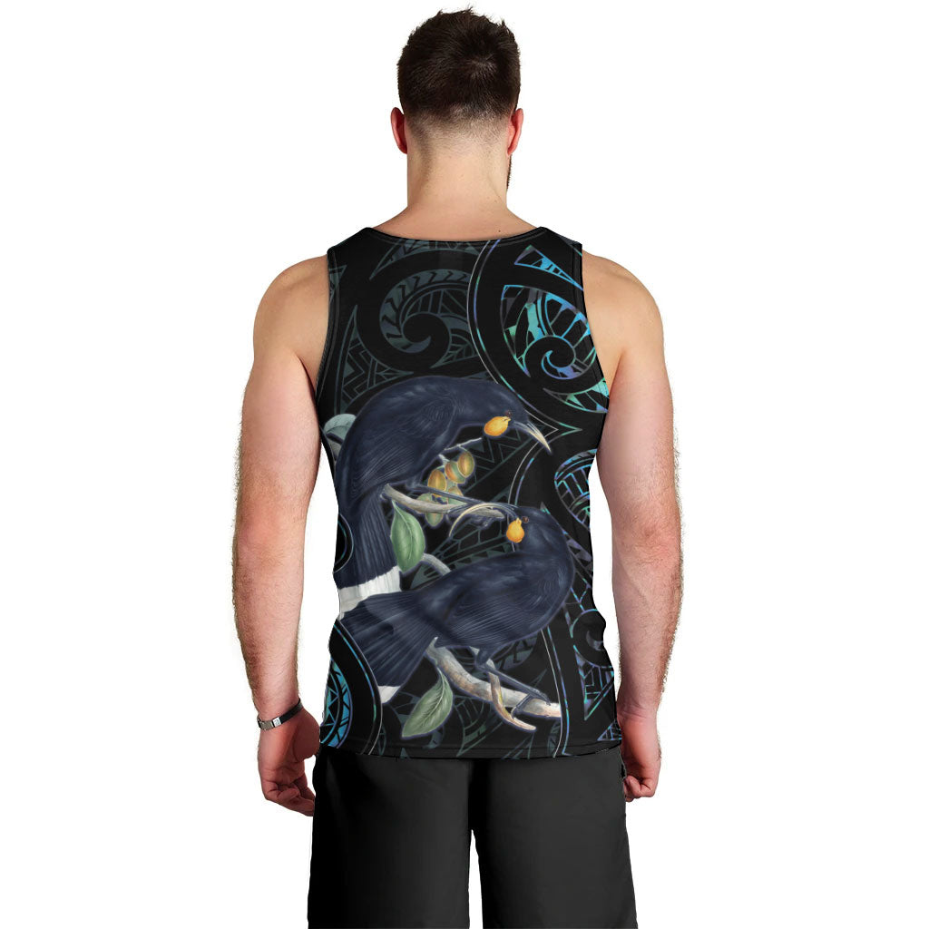 New Zealand Huia Bird Men Tank Top Paua Shell Maori Pattern