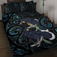 New Zealand Huia Bird Quilt Bed Set Paua Shell Maori Pattern