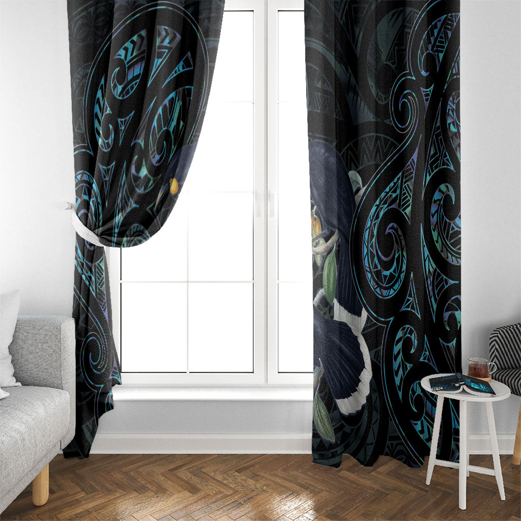 New Zealand Huia Bird Window Curtain Paua Shell Maori Pattern