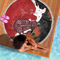 Kiwi New Zealand Personalised Beach Blanket NZ Map Pohutukawa Fern Maori Pattern LT22 - Polynesian Pride