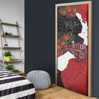 Kiwi New Zealand Personalised Door Cover NZ Map Pohutukawa Fern Maori Pattern LT22 - Polynesian Pride