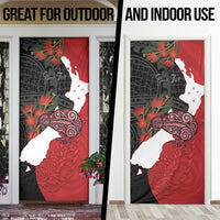 Kiwi New Zealand Personalised Door Cover NZ Map Pohutukawa Fern Maori Pattern LT22 - Polynesian Pride