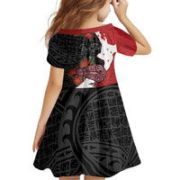 Kiwi New Zealand Personalised Family Matching Off Shoulder Short Dress and Hawaiian Shirt NZ Map Pohutukawa Fern Maori Pattern LT22 - Polynesian Pride