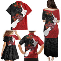 Kiwi New Zealand Personalised Family Matching Puletasi and Hawaiian Shirt NZ Map Pohutukawa Fern Maori Pattern LT22 - Polynesian Pride