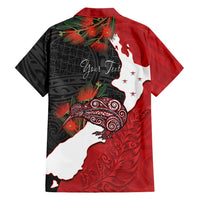 Kiwi New Zealand Personalised Family Matching Tank Maxi Dress and Hawaiian Shirt NZ Map Pohutukawa Fern Maori Pattern LT22 - Polynesian Pride