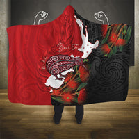 Kiwi New Zealand Personalised Hooded Blanket NZ Map Pohutukawa Fern Maori Pattern