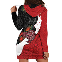 Kiwi New Zealand Personalised Hoodie Dress NZ Map Pohutukawa Fern Maori Pattern LT22 - Polynesian Pride