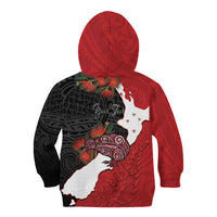 Kiwi New Zealand Personalised Kid Hoodie NZ Map Pohutukawa Fern Maori Pattern LT22 - Polynesian Pride