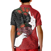 Kiwi New Zealand Personalised Kid Polo Shirt NZ Map Pohutukawa Fern Maori Pattern LT22 - Polynesian Pride
