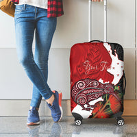Kiwi New Zealand Personalised Luggage Cover NZ Map Pohutukawa Fern Maori Pattern LT22 - Polynesian Pride