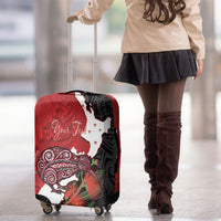 Kiwi New Zealand Personalised Luggage Cover NZ Map Pohutukawa Fern Maori Pattern LT22 - Polynesian Pride