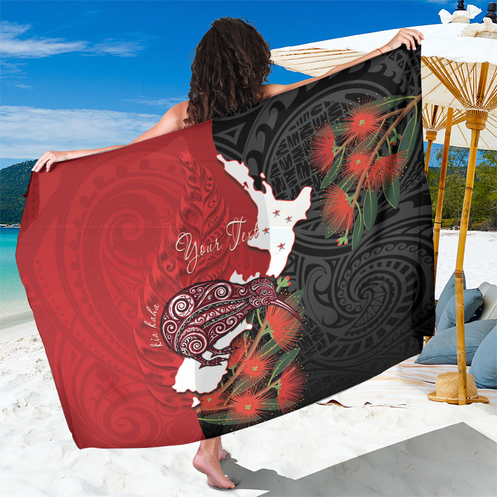 Kiwi New Zealand Personalised Sarong NZ Map Pohutukawa Fern Maori Pattern