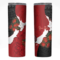 Kiwi New Zealand Personalised Skinny Tumbler NZ Map Pohutukawa Fern Maori Pattern LT22 Red - Polynesian Pride