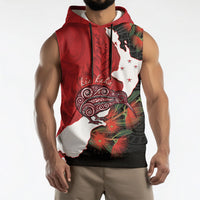 Kiwi New Zealand Personalised Sleeveless Hoodie NZ Map Pohutukawa Fern Maori Pattern LT22 - Polynesian Pride