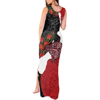 Kiwi New Zealand Personalised Tank Maxi Dress NZ Map Pohutukawa Fern Maori Pattern LT22 - Polynesian Pride