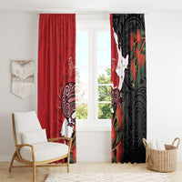 Kiwi New Zealand Personalised Window Curtain NZ Map Pohutukawa Fern Maori Pattern