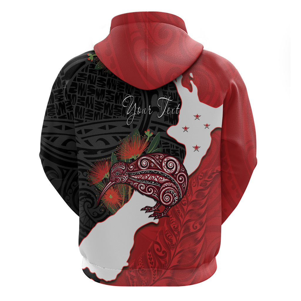 Kiwi New Zealand Personalised Zip Hoodie NZ Map Pohutukawa Fern Maori Pattern LT22 - Polynesian Pride