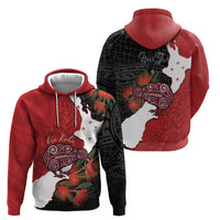 Kiwi New Zealand Personalised Zip Hoodie NZ Map Pohutukawa Fern Maori Pattern LT22 - Polynesian Pride