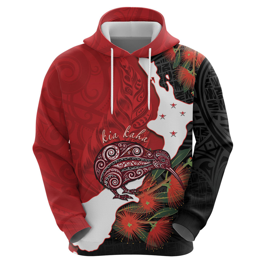 Kiwi New Zealand Personalised Zip Hoodie NZ Map Pohutukawa Fern Maori Pattern LT22 - Polynesian Pride