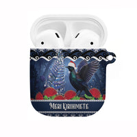 New Zealand Tui Bird Christmas AirPods Case Pohutukawa Xmas Tree Meri Kirihimete LT22 Blue - Polynesian Pride