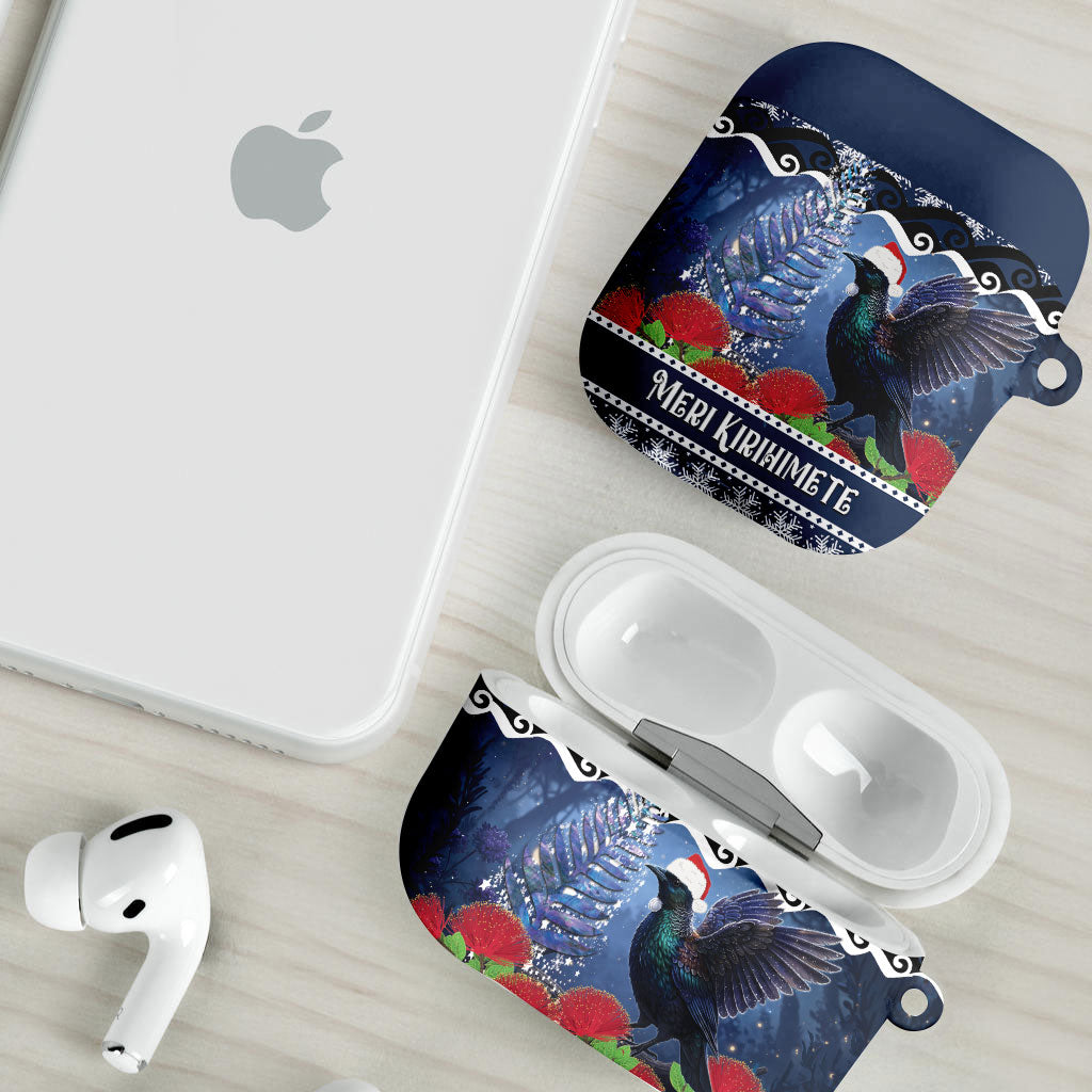 New Zealand Tui Bird Christmas AirPods Case Pohutukawa Xmas Tree Meri Kirihimete LT22 - Polynesian Pride