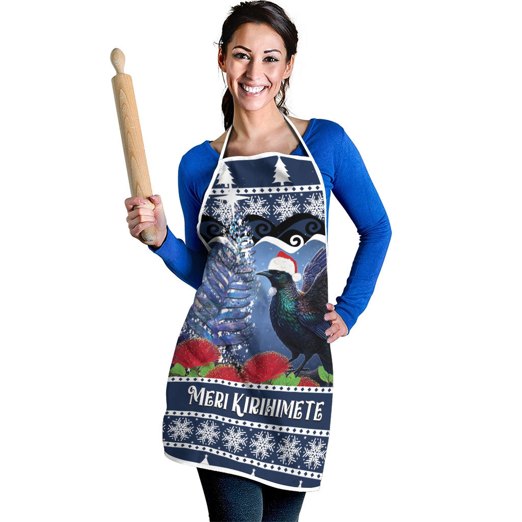 New Zealand Tui Bird Christmas Apron Pohutukawa Xmas Tree Meri Kirihimete LT22 - Polynesian Pride