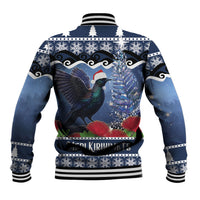 New Zealand Tui Bird Christmas Baseball Jacket Pohutukawa Xmas Tree Meri Kirihimete LT22 - Polynesian Pride