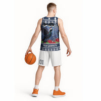 New Zealand Tui Bird Christmas Basketball Jersey Pohutukawa Xmas Tree Meri Kirihimete LT22 - Polynesian Pride