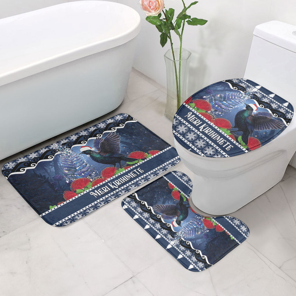 New Zealand Tui Bird Christmas Bathroom Set Pohutukawa Xmas Tree Meri Kirihimete LT22 - Polynesian Pride