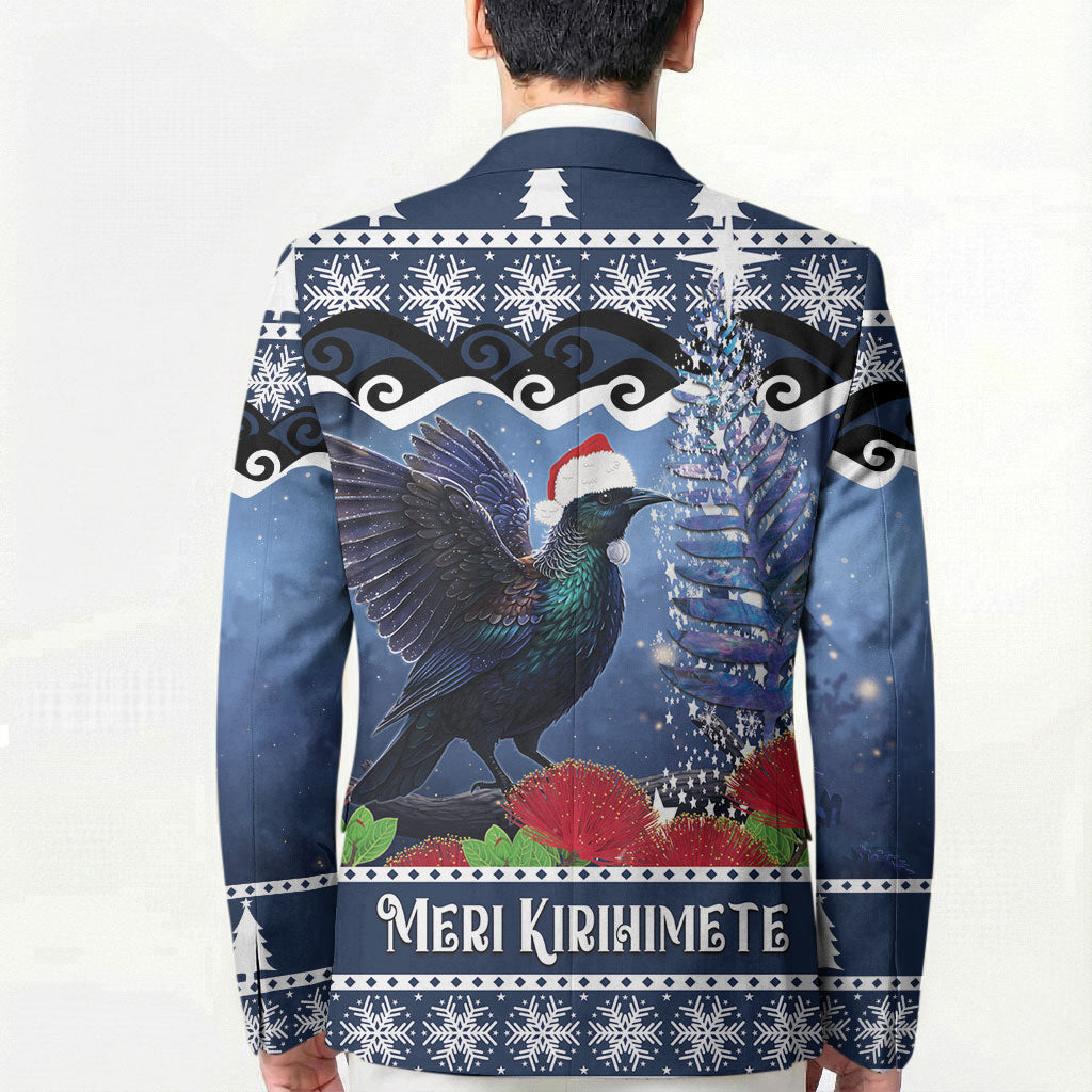 New Zealand Tui Bird Christmas Blazer Pohutukawa Xmas Tree Meri Kirihimete LT22 - Polynesian Pride