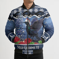 New Zealand Tui Bird Christmas Bomber Puffer Jacket Pohutukawa Xmas Tree Meri Kirihimete LT22 - Polynesian Pride