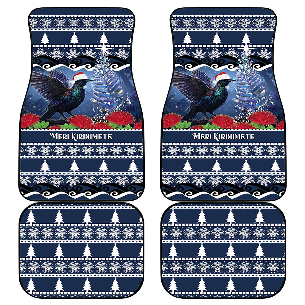 New Zealand Tui Bird Christmas Car Mats Pohutukawa Xmas Tree Meri Kirihimete LT22 - Polynesian Pride
