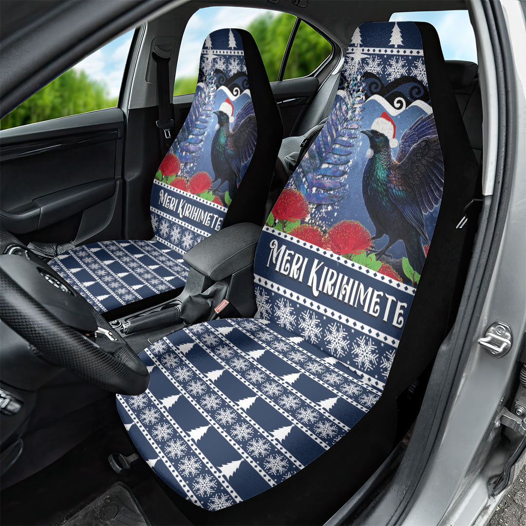 New Zealand Tui Bird Christmas Car Seat Cover Pohutukawa Xmas Tree Meri Kirihimete LT22 - Polynesian Pride