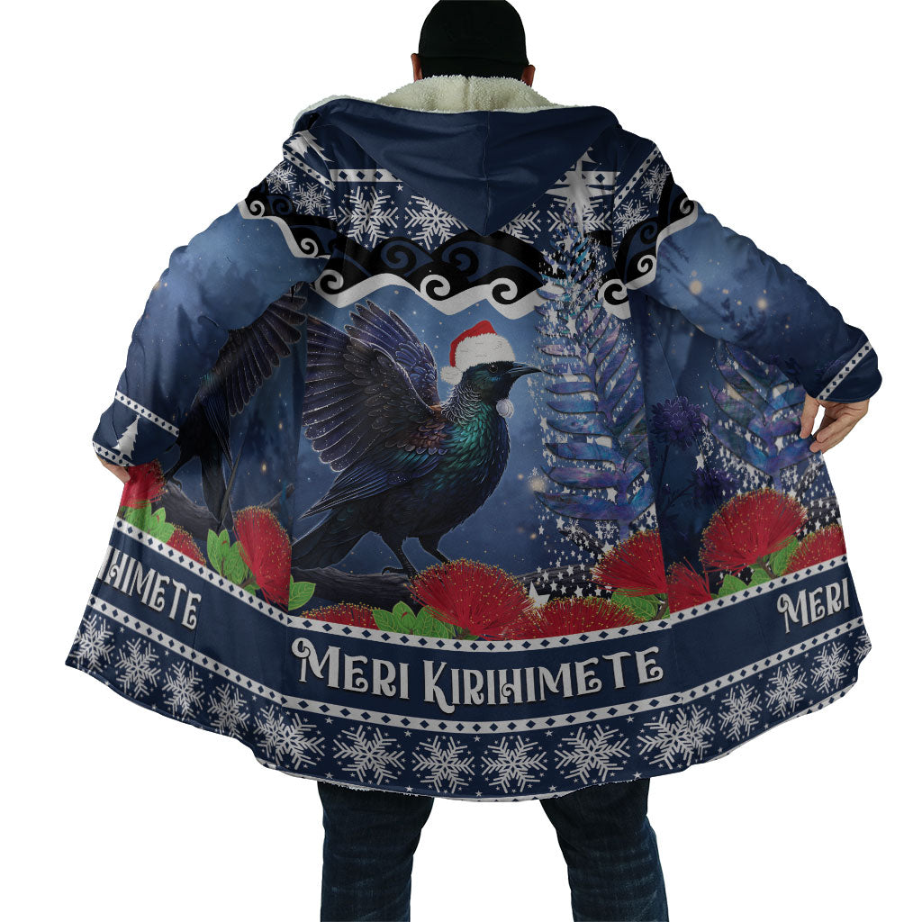 New Zealand Tui Bird Christmas Cloak Pohutukawa Xmas Tree Meri Kirihimete LT22 - Polynesian Pride