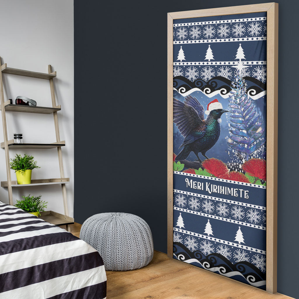New Zealand Tui Bird Christmas Door Cover Pohutukawa Xmas Tree Meri Kirihimete LT22 - Polynesian Pride