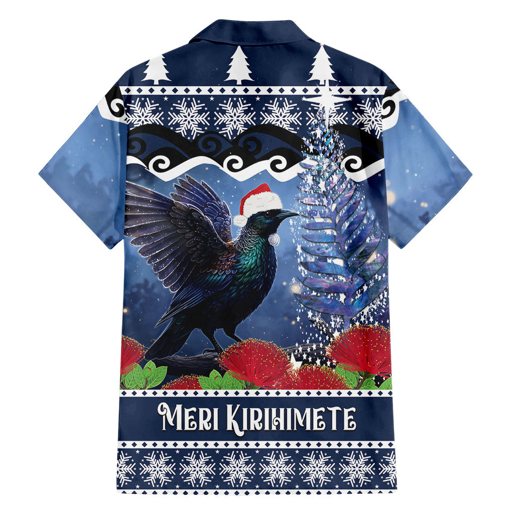New Zealand Tui Bird Christmas Family Matching Summer Maxi Dress and Hawaiian Shirt Pohutukawa Xmas Tree Meri Kirihimete LT22 - Polynesian Pride