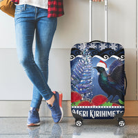 New Zealand Tui Bird Christmas Luggage Cover Pohutukawa Xmas Tree Meri Kirihimete LT22 - Polynesian Pride