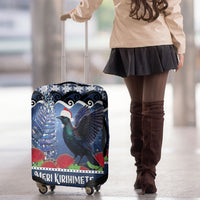 New Zealand Tui Bird Christmas Luggage Cover Pohutukawa Xmas Tree Meri Kirihimete LT22 - Polynesian Pride