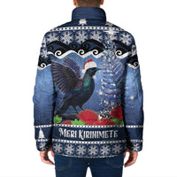New Zealand Tui Bird Christmas Padded Jacket Pohutukawa Xmas Tree Meri Kirihimete LT22 - Polynesian Pride