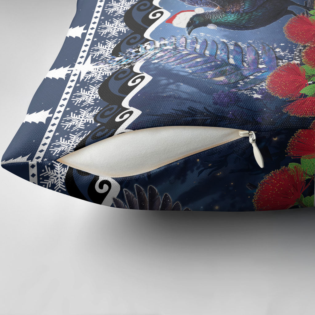 New Zealand Tui Bird Christmas Pillow Cover Pohutukawa Xmas Tree Meri Kirihimete LT22 - Polynesian Pride
